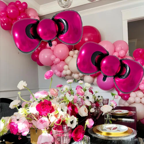 Vista 7 de 3 globos de lazo rosa Kitt.y Hello de 38 pulgadas, decoraciones de baby shower para niñas/decoraciones de cumpleaños de coqueta para niñas/globos