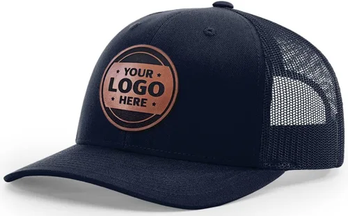 Vista 18 de Sombrero de parche de cuero de camionero personalizado grabado con láser