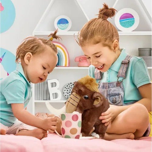 Vista 5 de DolliBu - Animal de peluche de mamut – Suave mamut lanudo salvaje, adorable juguete de peluche de mamut para jugar, lindo regalo de vida silvestre