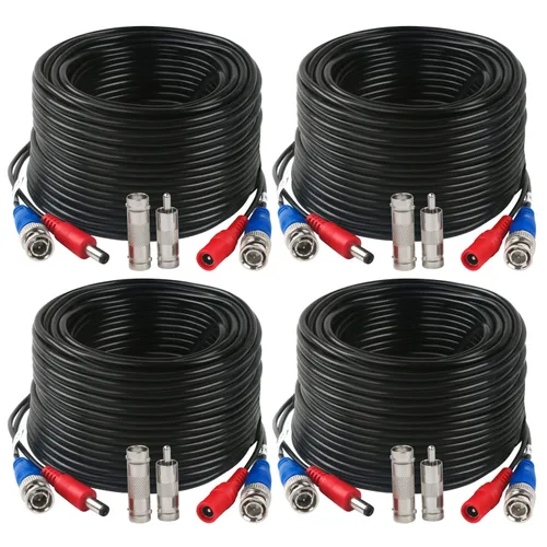 Vista 8 de Paquete de 4 cables de alimentación de video BNC de 25 pies con conectores para cámara CCTV DVR sistema de vigilancia