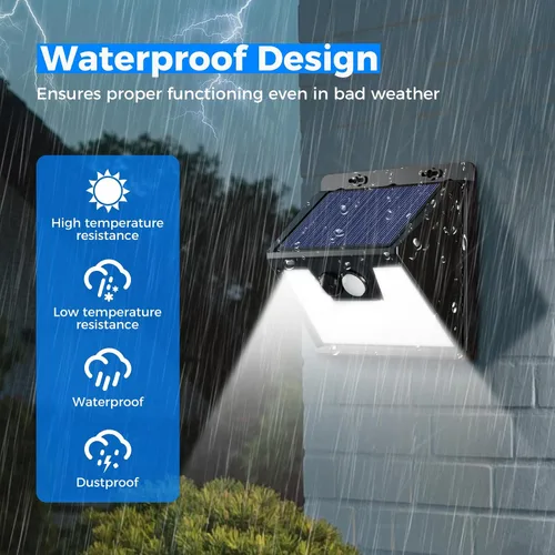 Vista 2 de Peasur Luces solares impermeables para exteriores [12 paquetes/140 LED], 3 modos de iluminación solar con sensor de movimiento para exteriores