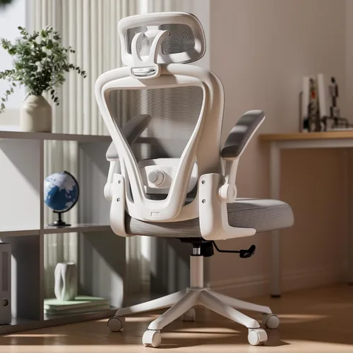 Vista 10 de SeekFancy Silla de oficina ergonómica M903, silla de escritorio para computadora con ruedas, silla de oficina de malla con respaldo alto con soporte