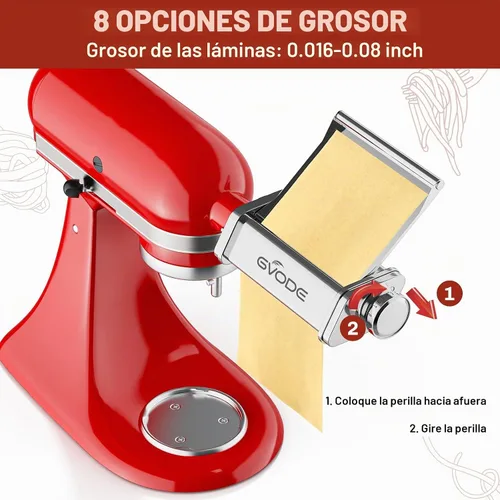 Vista 5 de Accesorio para hacer pasta para batidora de pie KitchenAid, accesorio para máquina de pasta KitchenAid con placa metálica desmontable, incluye