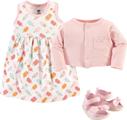 Vista 2 de Hudson Baby baby-girls Cotton Dress, Cardigan and Shoe Set