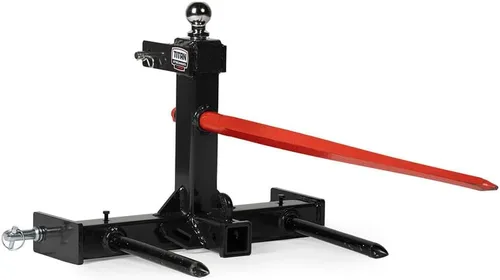 Vista 14 de Titan Attachments Enganche de remolque de tractor de cuello de cisne de 3 puntos, lanza de pacas de heno de 43 pulgadas y estabilizadores, se adapta