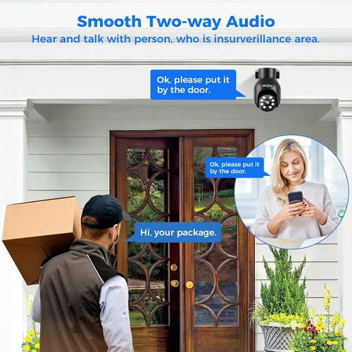Vista 6 de Hiseeu Sistema de cámara de seguridad inalámbrico, todo en uno con monitor LCD de 15 pulgadas, NVR de 10 canales, 4 unidades de cámara PTZ de 5 MP