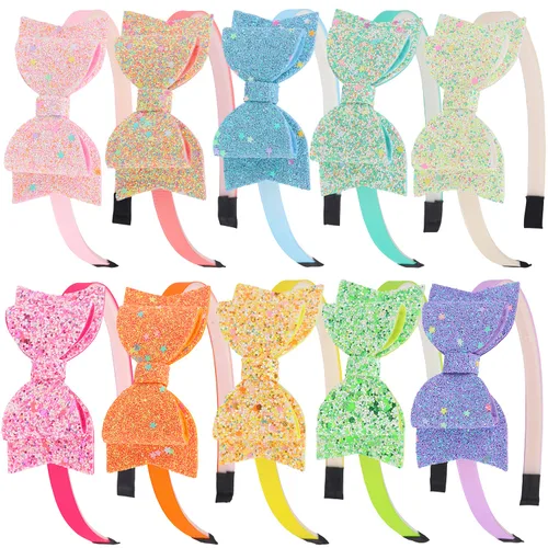 Vista 12 de XIMA 10 diademas de gasa con flores para niñas, para niños, adolescentes, accesorios para el cabello Big Fabric Floral Hair Hoops, Non Slip Hair