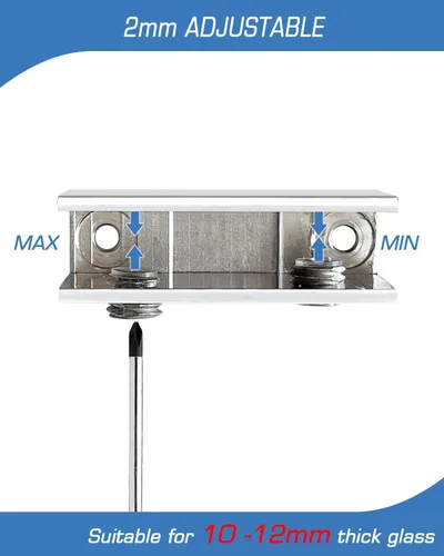 Vista 6 de Alise Soporte de ducha ajustable para estante de vidrio, soporte de abrazadera rectangular resistente para estantes de vidrio de 0.394-0.472 in