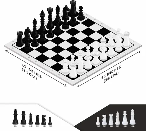 Vista 6 de Ankit Toys & Games Juego de ajedrez en blanco y negro – Juego de estrategia duradero y portátil para niños y adultos a partir de 6 años, perfecto