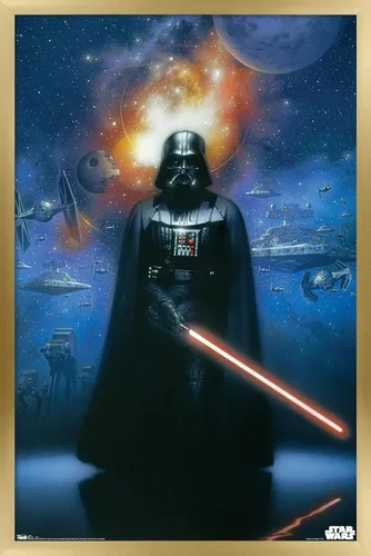 Vista 11 de Trends International Star Wars: Saga - Póster de pared de Vader in Space, 14.725 x 22.375 pulgadas, versión enmarcada de madera de granero