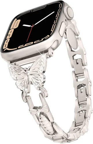 Vista 9 de Wipalor, compatible con la malla para reloj de Apple de 38mm y 40mm, liviana para mujer, pulsera fácil de ajustar, diamante brillante en la oro rosa