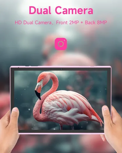 Vista 10 de Tableta de 10 pulgadas, Google Android Tablet 10", procesador de cuatro núcleos Tableta con 32GB ROM 2GB RAM, 2MP+8MP Cámara WiFi BT 10.1 en Rosa