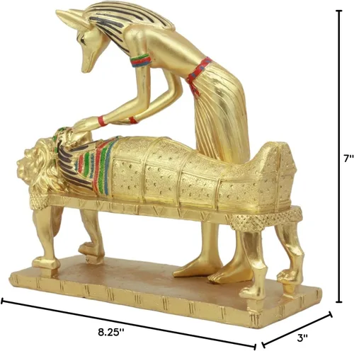 Vista 8 de Ebros Deidad egipcia antigua Anubis dorado embalsamamiento faraón Estatua de momia clásica Egipcia Dios de los muertos Guía de la escultura