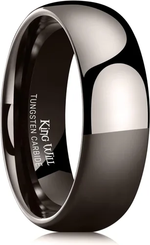 Vista 99 de King Will Alianza de boda de carburo de tungsteno para hombres y mujeres, anillos de promesa para parejas abovedados de alto pulido