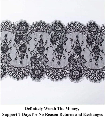 Vista 6 de Partisout Black Lace Tablecloth Rectangular 12x120 Inch Rectangle Scalloped for Lace Tablecloths Wedding Table Cover Romantic Party Tablecloth