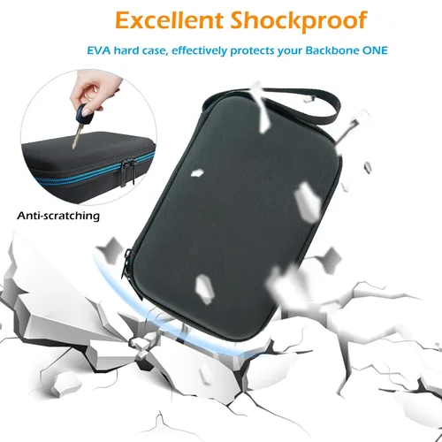 Vista 3 de XINGFUDAO Funda rígida compatible con Backbone One Mobile Gaming Controller para iPhone, Backbone One con bolsillo de malla para cable USB, bolsa