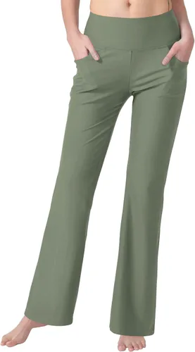 Vista 3 de Pantalones de yoga para mujer con bolsillos, cintura alta, pantalones de entrenamiento de yoga para mujer