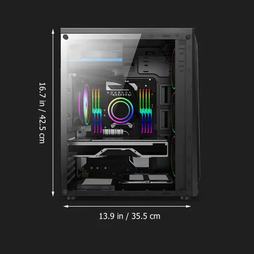 Vista 7 de SOLUSTRE ATX - Carcasa para computadora de escritorio con iluminación colorida