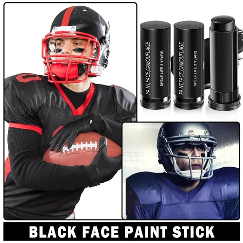 Vista 2 de CAHIUYOA 3 unidades de palo negro para ojos deportivos, fútbol, béisbol, sóftbol, pintura corporal para atletas, deportes, payaso, maquillaje