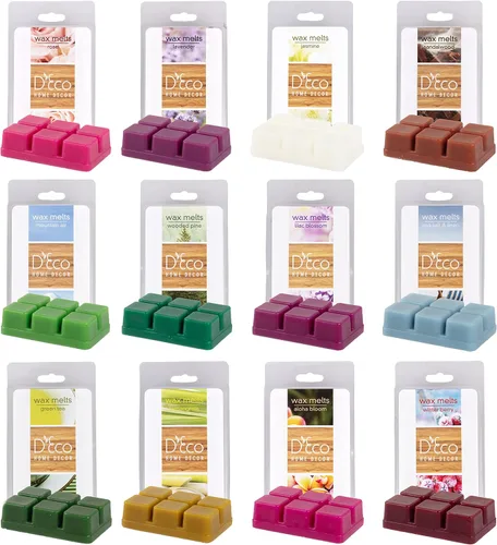 Vista 8 de D'Eco Summer - Cera perfumada floral para derretir, paquete variado de fragancias para el hogar, paquete de 12 Long Lasting Scented Tarts for Wax