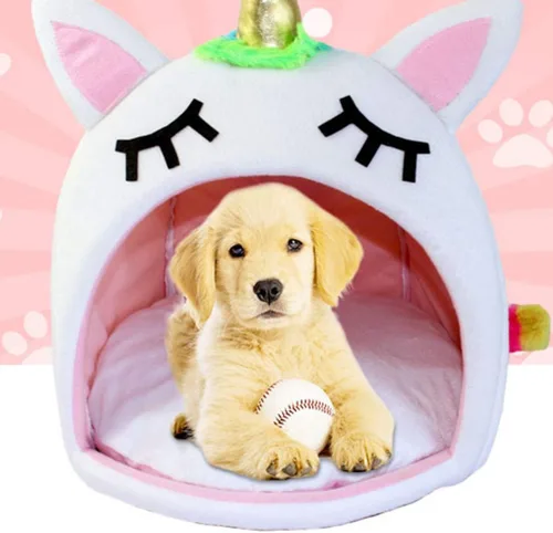 Vista 7 de Hemobllo Unicornio cama para perro, sofá nido de viaje, lavable a mano, cómodo, tamaño s