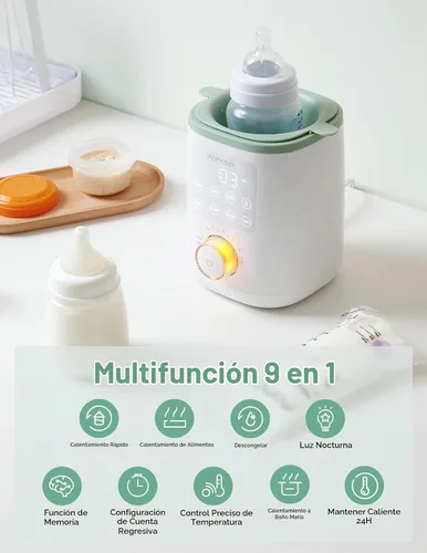 Vista 4 de Momcozy Nutri - Calentador de botellas y kit de cepillo para botellas Momcozy verde