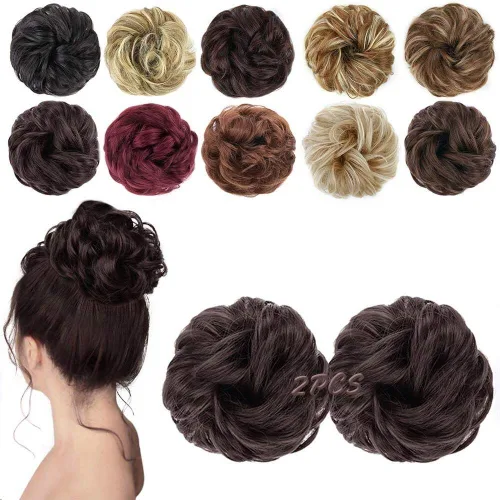 Vista 39 de MORICA Moño desordenado, extensiones de moño sintético para mujeres (rubio beige ceniza)