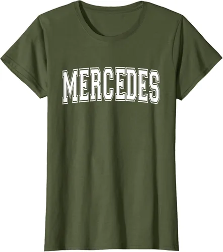 Vista 90 de MERCEDES TX TEXAS USA - Camiseta deportiva vintage estilo Varsity, Negro, S
