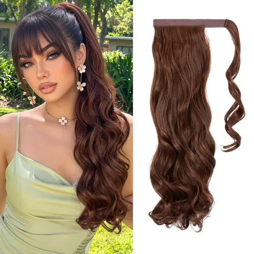 Vista 36 de CJL HAIR 14" Extensión de cola de caballo corta con cabello rizado y ondulado, clip en la cola de caballo, extensión de pelo sintético falso