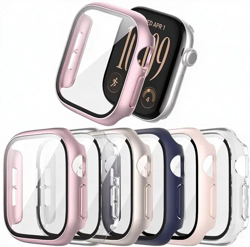 Vista 13 de COMMUTER - Juego de 4 fundas compatibles con Apple Watch de 40 mm Series SE 3ra Gen 2025 SE 2/1 6 5 4 con protector de pantalla de vidrio templado
