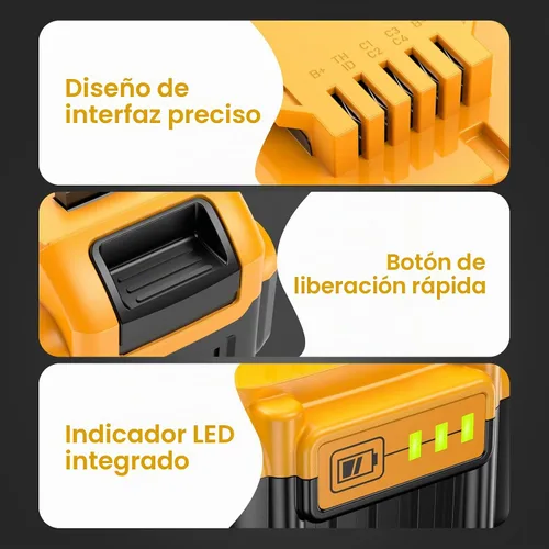 Vista 4 de Paquete de 2 baterías de repuesto de 6.0Ah para Dewalt 20 V Max, repuesto para batería Dewalt DCB200 DCB201 con estación de carga LED