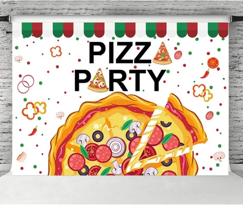 Vista 3 de Fondo de fotografía para fiesta de pizza, fondo de fotos con tema de cocina, para niños y niñas, cumpleaños, recién nacido, baby shower, decoración