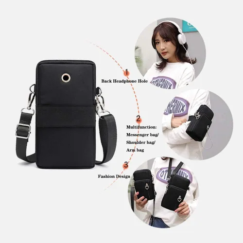 Vista 5 de Mintegra - Bolso bandolera para teléfono (nailon, para caminar, correa de hombro, para caminar, correa deportiva)