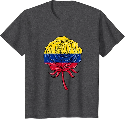 Vista 20 de Camiseta colombiana para mujer con diseño de rosa, Negro