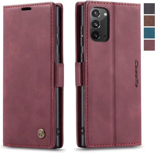 Vista 12 de Funda tipo cartera para Samsung Galaxy Note 20, piel sintética retro, cierre magnético, con ranuras para tarjetas, bolsillos para efectivo con Negro