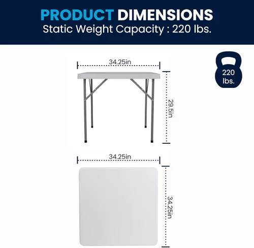 Vista 15 de Flash Furniture Mesas cuadradas de plástico plegables para eventos, juego de 12, color blanco granito