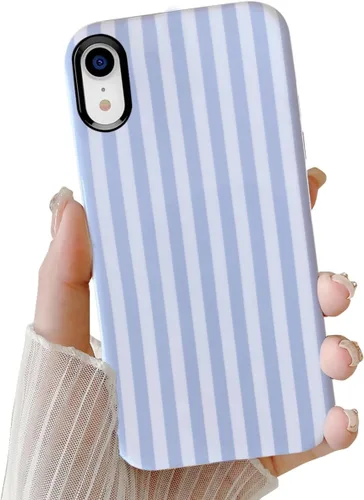 Vista 23 de Compatible con iPhone SE /8/7, diseño de patrón estético a rayas, resistente a los arañazos, funda protectora híbrida de 2 capas a prueba de golpes