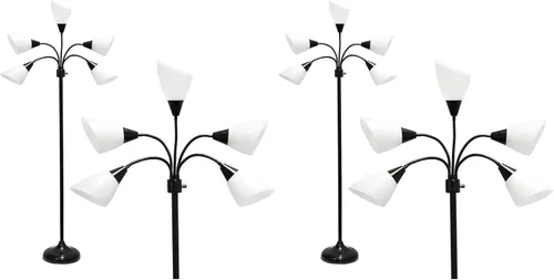 Vista 14 de Simple Designs LF2006-BAW 67" Lámpara de pie contemporánea con múltiples cabezales Medusa de 5 luces, lámpara de pie ajustable de cuello de cisne