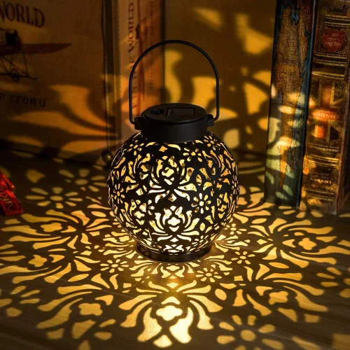 Vista 9 de Paquete de 2 linternas solares colgantes, lámpara decorativa de metal Púrpura Royal