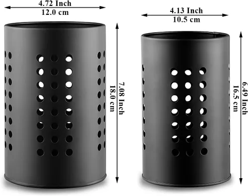Vista 2 de Evanda Soporte para utensilios de cocina para encimera, paquete de 2, organizador de utensilios de acero inoxidable negro, organizador elegante