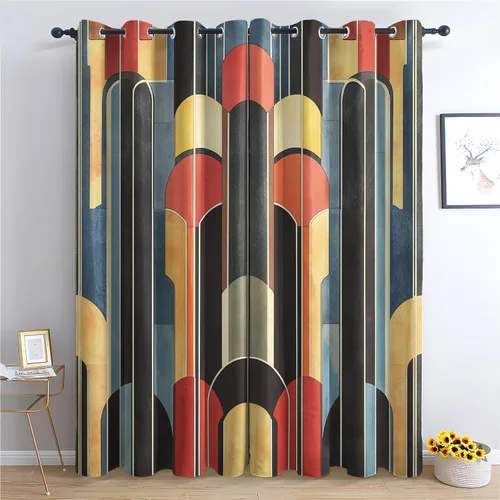 Vista 12 de Cortinas opacas con degradado azul de 39 pulgadas de largo, cortinas abstractas para decoración de dormitorio, cortinas de ventana modernas