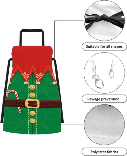 Vista 80 de Dreaweet Delantal de cocina unisex con cuello ajustable de Navidad