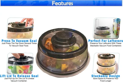 Vista 2 de Recipiente hermético universal para guardar alimentos, tapa de plato y tazón, cúpula para almacenamiento apilable, apto para microondas