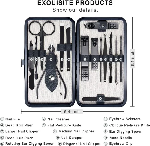 Vista 4 de FIXBODY - Cortaúñas para hombres, kit de aseo de uñas y juego de regalo de manicura para el día del padre, cortaúñas de manos y pies para mujeres