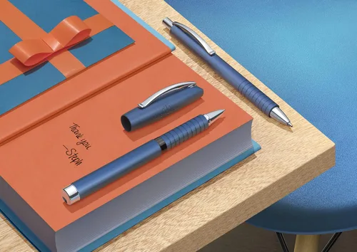 Vista 6 de Faber-Castell Essentio - Pluma estilográfica de aluminio azul, punta mediana con tinta negra, instrumentos de escritura fina Pluma estilográfica