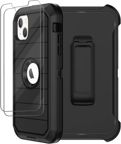 Vista 10 de Funda para iPhone 13 con funda de clip para cinturón, 2 protectores de pantalla, resistente grado militar, cuerpo completo, a prueba de golpes, a
