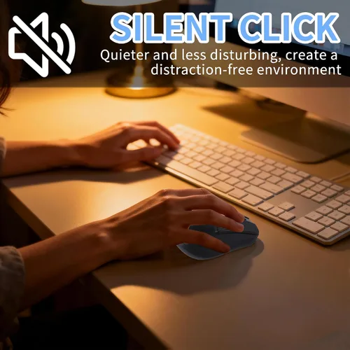 Vista 4 de Ratón Bluetooth inalámbrico, modo dual recargable, ergonómico, silencioso y portátil, carga tipo C, con receptor USB de 2.4G, para PC, MacBook