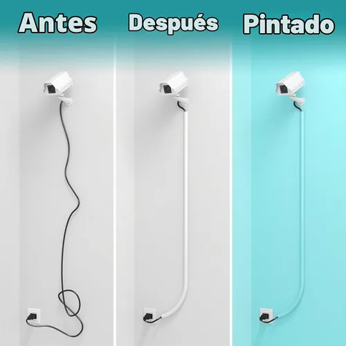 Vista 5 de Ocultador de cables de TV autoadhesivo de 157 pulgadas, gestión de cables flexibles de audio para el hogar, canaletas de cable coaxial RG6