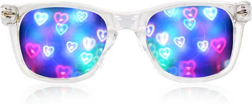 Vista 2 de Ultimate Diffraction Glasses - Efecto de corazón arcoíris 3D, gran accesorio para edm, concierto y rave