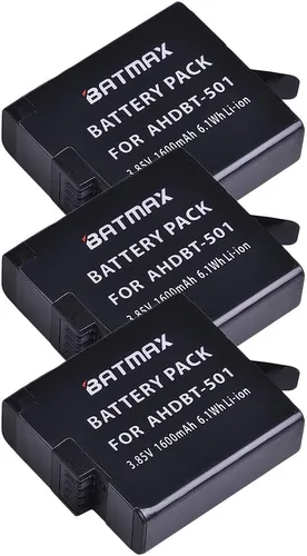 Vista 3 de Batmax GoPro Hero 5/6/7/8 Baterías de repuesto (paquete de 3) + cargador USB de 3 ranuras con puerto Tpye C para GoPro Hero 5 Hero 6 Hero 7 Black